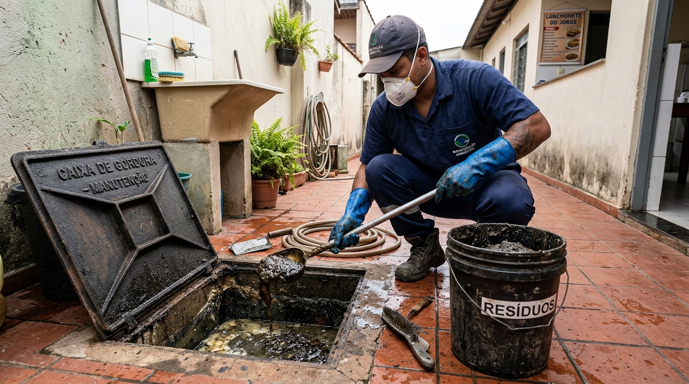 Remoção de lodo de caixa de gordura em São Gonçalo-RJ